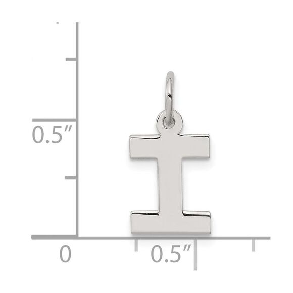 Sterling Silver, Amanda Collection Small Block Style Initial I Pendant - Picture 4 of 6